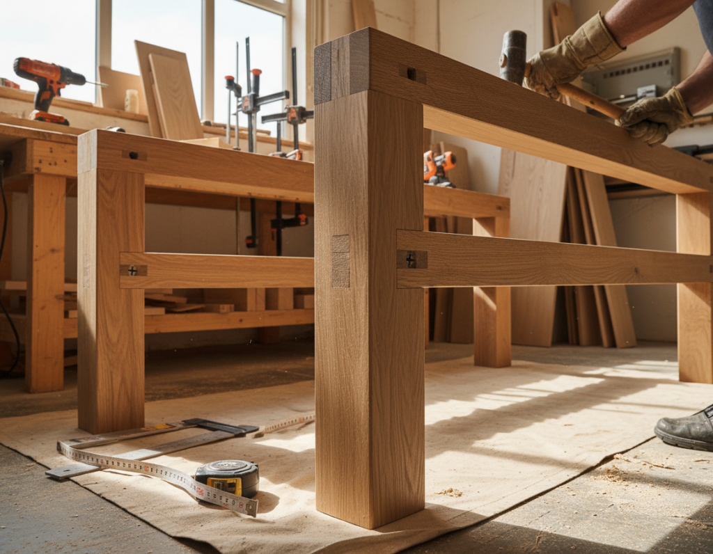 DIY carpentry plans leg framework assembly