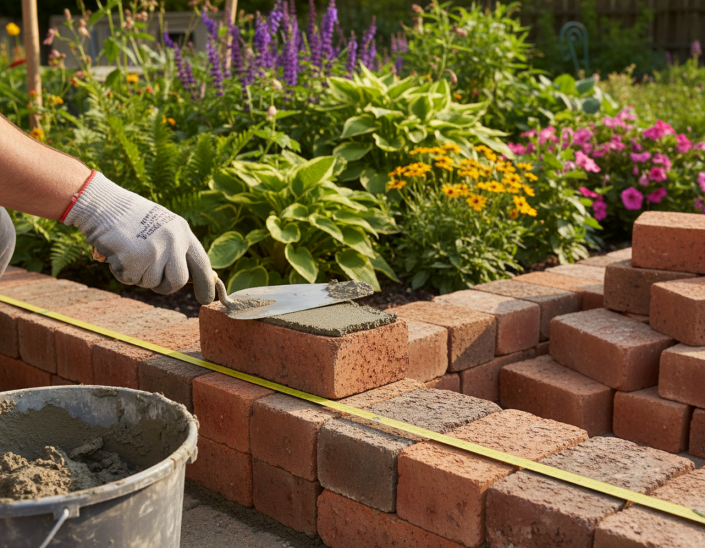 brick raised garden bed
