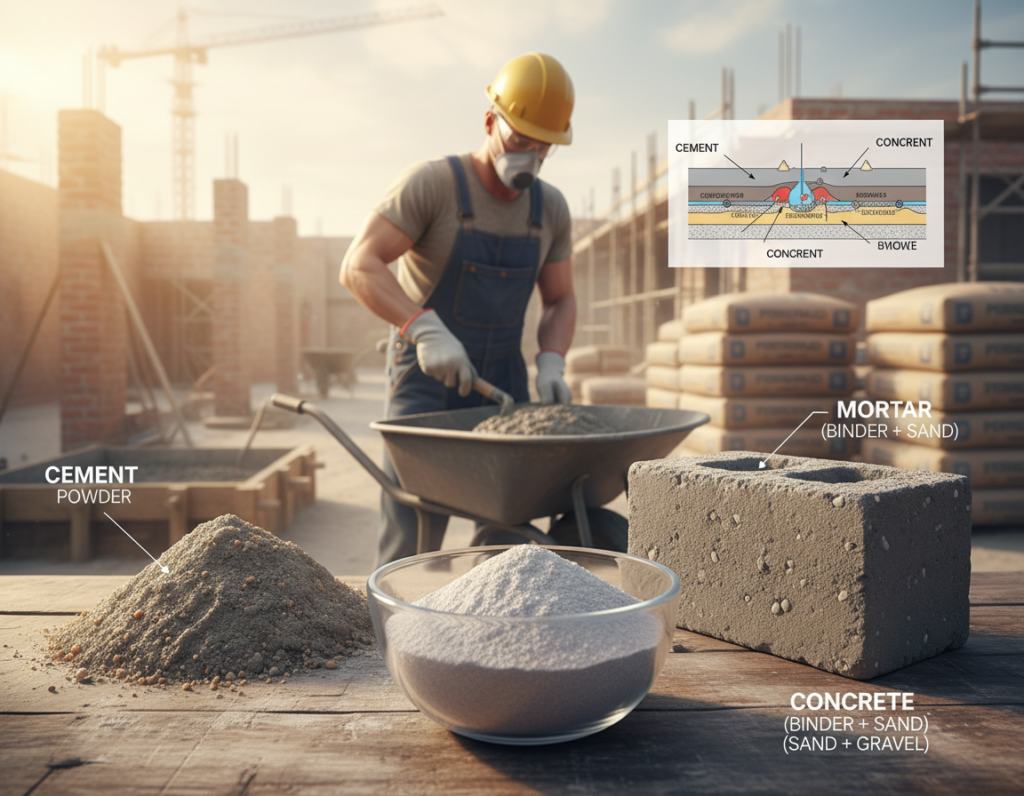 cement role in mortar and concrete