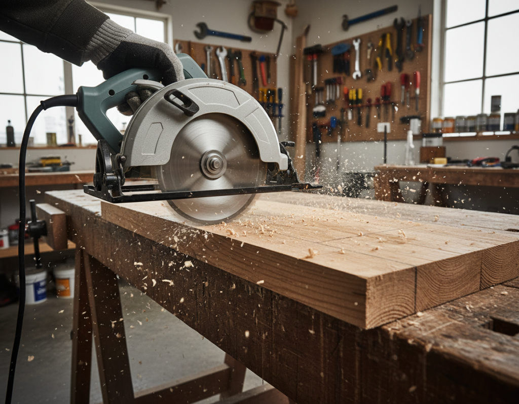 circular saw cutting wood circular saw cutting wood