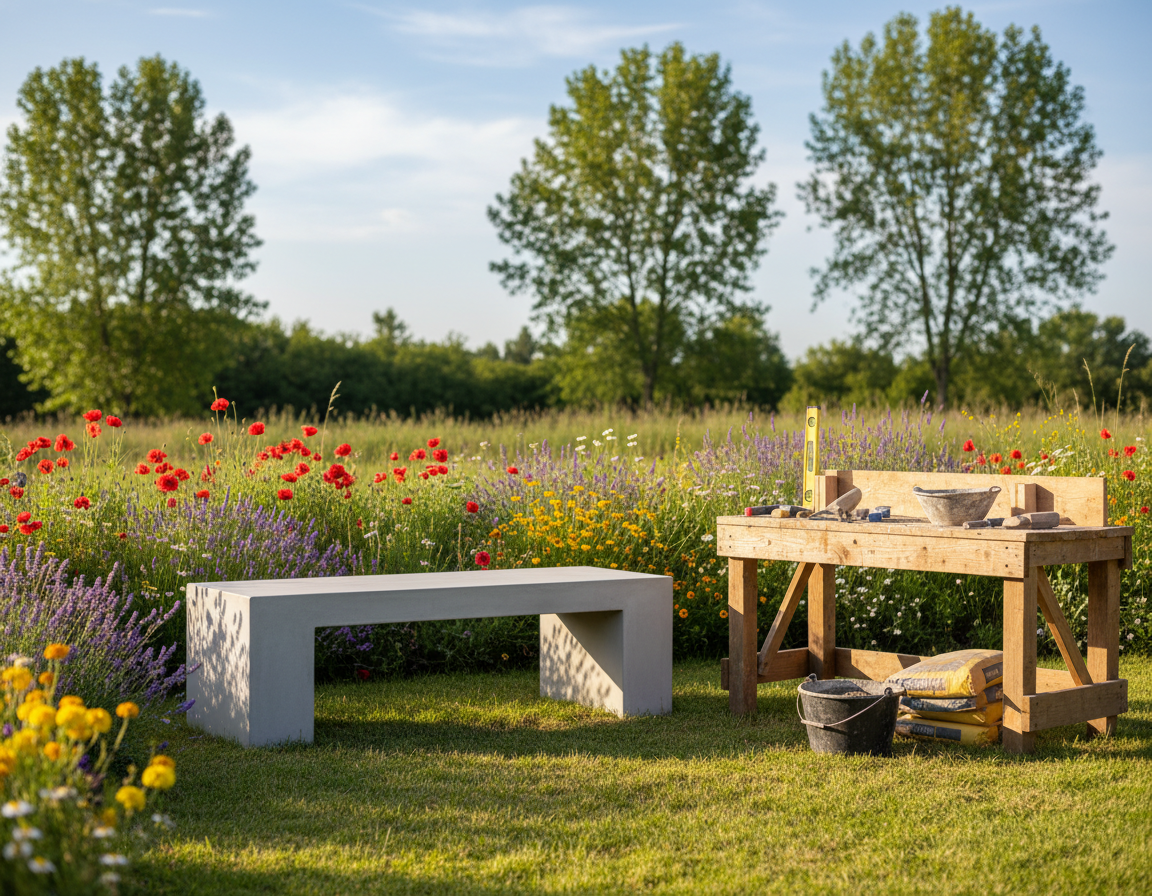 diy concrete bench outdoor