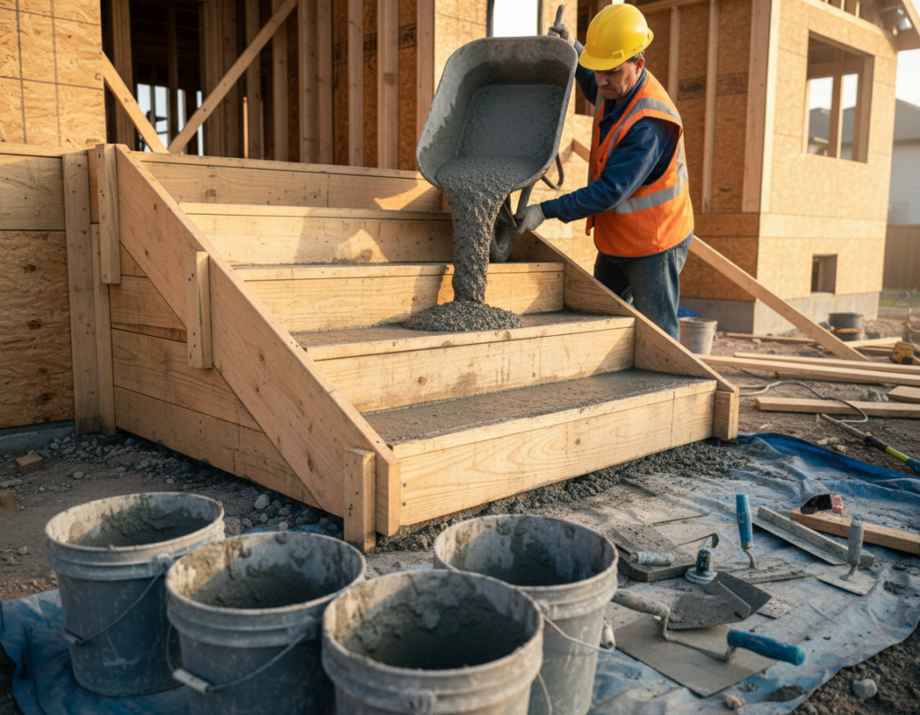 pouring concrete steps pouring concrete steps