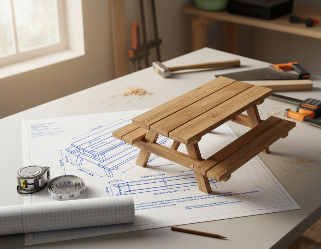 wooden picnic table plans measurements